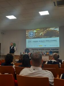 Jovan Andevski iz VCF je otvoril izobraževanje nivoja 1 na WildLIFE Crime Academy. Foto: Urša Očko